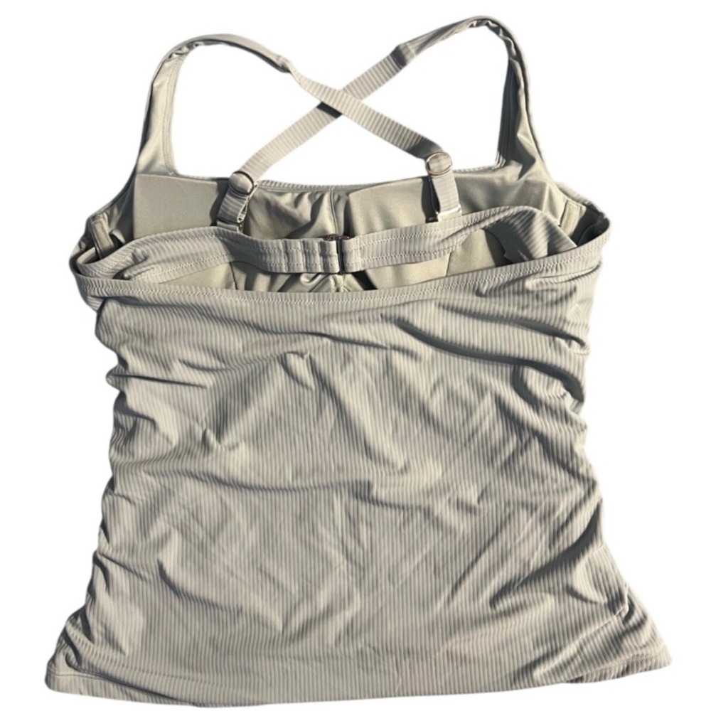 Athleta Ribbed Athletic Tank Top 40B/C Light Blue w/ Built-In Bra - Picture 2 of 5